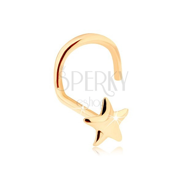 Złoty piercing do nosa 585 - lśniąca pięcioramienna gwiazdeczka
