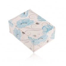 Tekturowe pudełeczko na pierścionek i kolczyki lub łańcuszek, niebieskie kwiaty maku