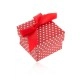 Czerwone prezentowe pudełeczko na pierścionek lub kolczyki, białe kropki, kokardka
