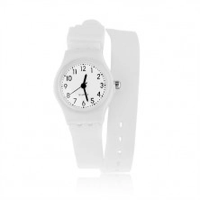Zegarek analogowy, owijany, pasek z sylikonu, biały kolor