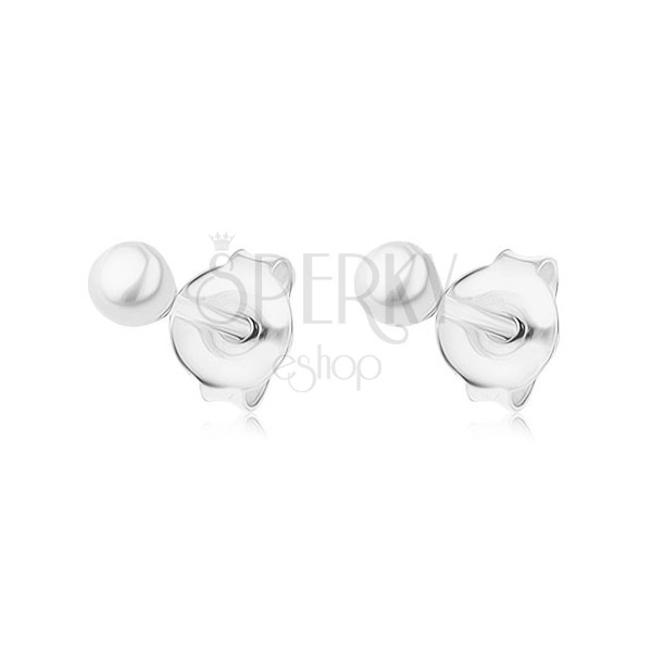 Sztyfty, srebro 925, drobna perła białego koloru, 3 mm