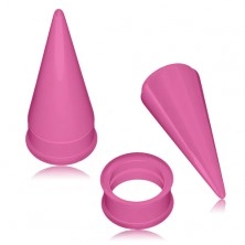 Zestaw piercingów do ucha - tunel plug lub tunel i taper, różowy kolor, stożek