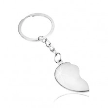 Zawieszki na klucze dla pary, srebrny odcień, rozdzielone serce - dwie połówki