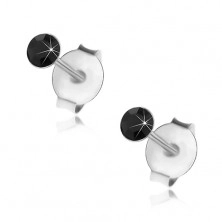 Srebrne 925 kolczyki, okrągły czarny kryształek Swarovski, 3 mm
