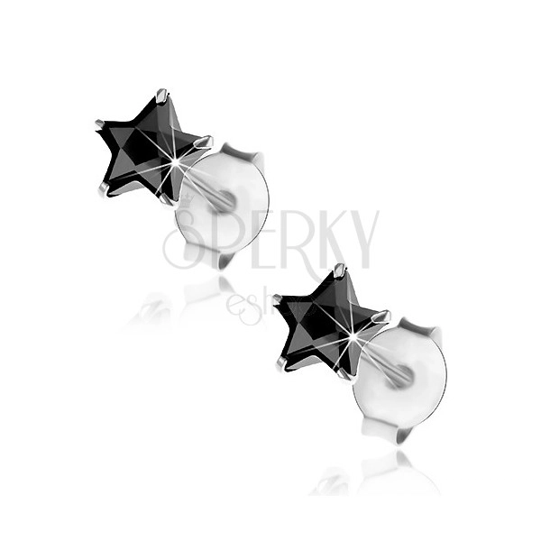Sztyfty - srebro 925, czarna cyrkoniowa gwiazdeczka, 5 mm