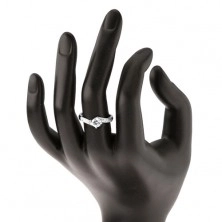 Zaręczynowy pierścionek ze srebra 925, lśniące ramiona, okrągła bezbarwna cyrkonia