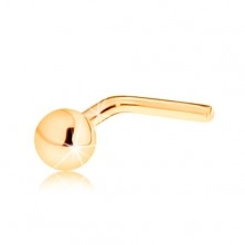 Piercing do nosa z żółtego 14K złota - drobna lśniąca kuleczka, 2 mm