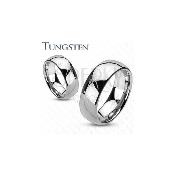 Tungsten pierścionek - obrączka, gładka lśniąca powierzchnia, motyw Władcy Pierścieni, 8 mm