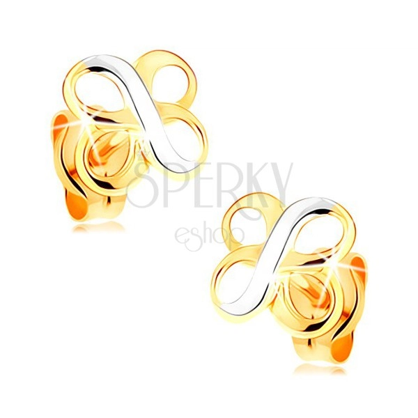 Kolczyki z kombinowanego 14K złota - dwa lśniące symbole INFINITY