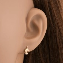 Piercing do ucha z żółtego 14K złota - jednorożec, pas przezroczystych cyrkonii
