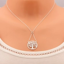 Naszyjnik ze srebra 925, łańcuszek i zawieszka - drzewo życia ozdobione cyrkoniami
