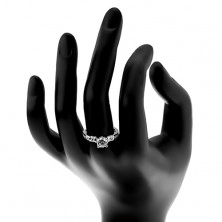 Zaręczynowy pierścionek, srebro 925, duża okrągła cyrkonia, błyszczące ramiona