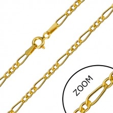 Złoty łańcuszek 375 - jedno podłużne ogniwo i trzy małe owalne, 500 mm