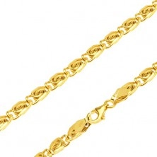 Łańcuszek w żółtym 14K złocie - ogniwa z motywem S, 435 mm