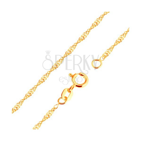 Złoty łańcuszek 375 - spirala z lśniących płaskich owalnych ogniw, 500 mm