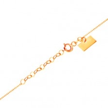 Złoty naszyjnik 585 - subtelny łańcuszek, lśniące płaskie koło, kontur serca z białego złota
