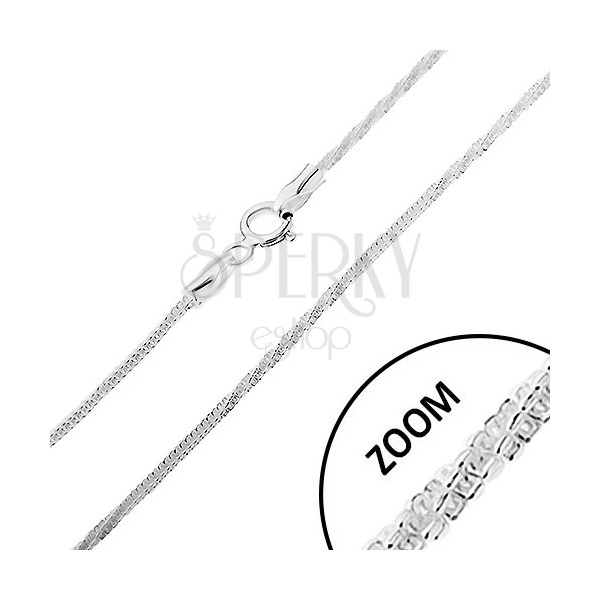 Srebrny 925 łańcuszek, splot żmijka - proste i skręcone części, szerokość 1,5 mm, długość 460 mm
