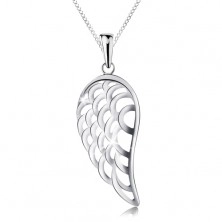 Naszyjnik ze srebra 925 z zawieszką, duże anielskie skrzydło, cienki łańcuszek