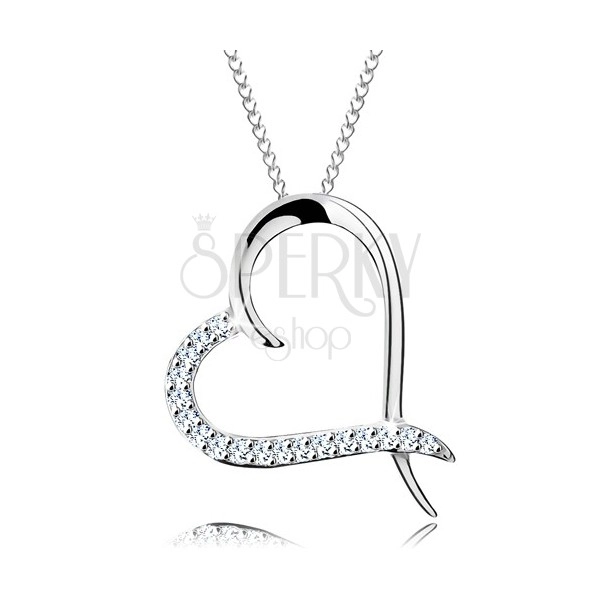 Naszyjnik ze srebra 925, łańcuszek i zarys serca z cyrkoniową połową
