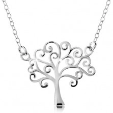 Srebrny naszyjnik 925, cienki łańcuszek i zawieszka - lśniące drzewo życia