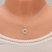 Srebrny naszyjnik 925 - zarys serca z cyrkoniowych linii, łańcuszek