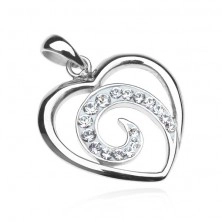 Wisiorek ze srebra 925 - kontur serca z cyrkoniową spiralą
