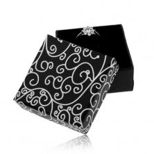 Czarne pudełeczko na kolczyki lub zawieszkę, białe spiralne ornamenty