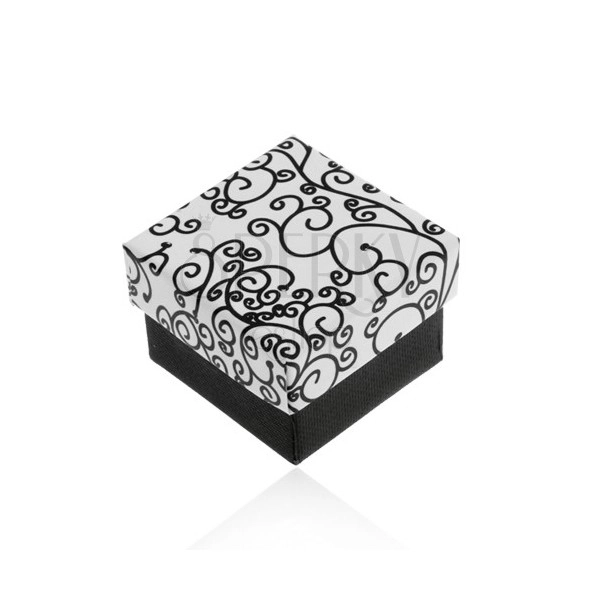Czarno-białe pudełeczko na kolczyki, zawieszkę lub pierścionek, wzór spirali