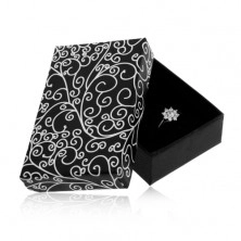 Upominkowe pudełeczko na zestaw lub naszyjnik - czarny z białym wzorem ornamentów