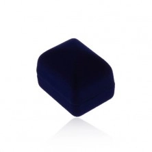 Pudełeczko na pierścionek lub kolczyki, aksamitna powierzchnia w ciemnoniebieskim odcieniu