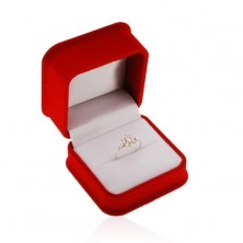 Pudełeczko z aksamitu na pierścionek lub kolczyki, kwadratowy kształt, czerwony odcień