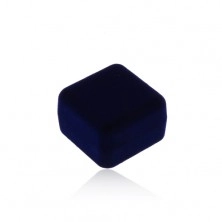 Upominkowe pudełeczko na pierścionek lub kolczyki, powierzchnia z aksamitu, ciemnoniebieski odcień