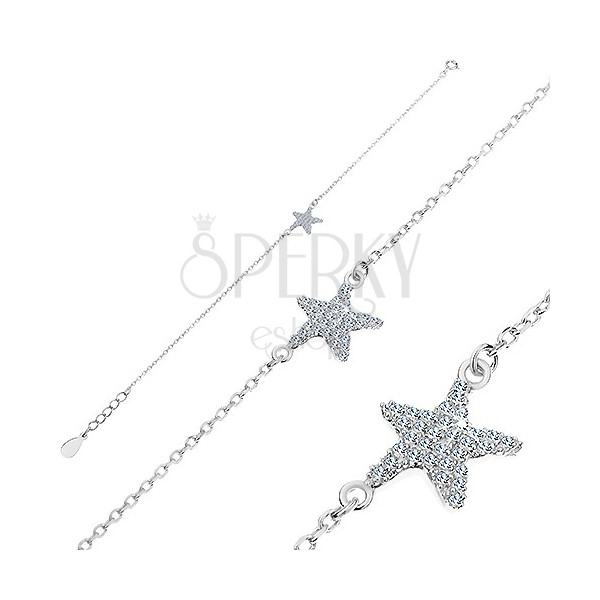 Bransoletka ze srebra 925 - cyrkoniowa rozgwiazda, łańcuszek z owalnych ogniw