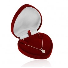 Upominkowe pudełeczko na łańcuszek lub naszyjnik - bordowe aksamitne serce