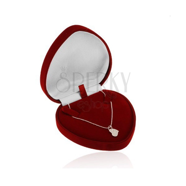 Upominkowe pudełeczko na łańcuszek lub naszyjnik - bordowe aksamitne serce