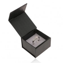Czarne pudełeczko na pierścionek lub kolczyki, perłowy połysk, magnetyczne zamknięcie