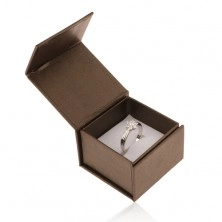 Upominkowe pudełeczko na pierścionek lub kolczyki, brązowe z perłowym połyskiem, magnes