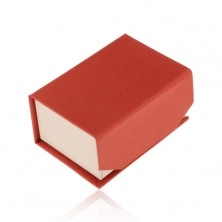 Czerwono-beżowe pudełeczko na pierścionek lub kolczyki, magnetyczne zamknięcie