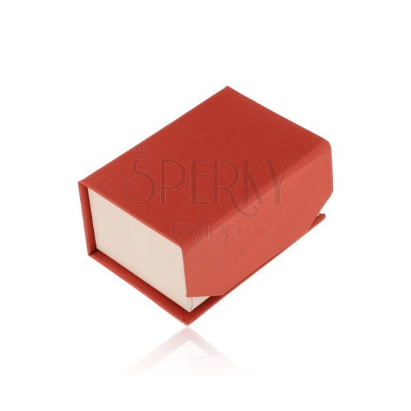 Czerwono-beżowe pudełeczko na pierścionek lub kolczyki, magnetyczne zamknięcie