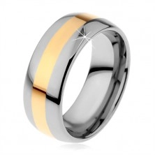 Wolframowy pierścionek w dwukolorowej wersji - pas złotego koloru, 8 mm