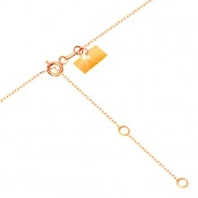 Złoty naszyjnik 375 - łańcuszek z owalnych ogniw, cyrkoniowy łuk i lśniąca kokardka