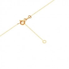 Złoty naszyjnik 375 - subtelny łańcuszek, symbol nieskończoności z bezbarwną cyrkonią i sercem