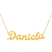 Naszyjnik z żółtego 585 złota - cienki łańcuszek, lśniąca zawieszka - imię Daniela