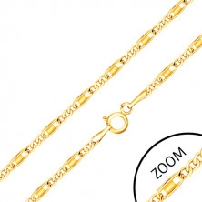 Łańcuszek z żółtego 14K złota - owalne i podłużne ogniwa, prostokąt, 550 mm