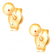 Kolczyki z żółtego 14K złota - błyszczące gładkie kulki, 3 mm