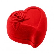 Upominkowe pudełeczko na dwa pierścionki lub kolczyki, czerwone serce z różą