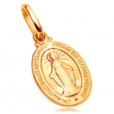 Zawieszka z żółtego 14K złota  - owalny medalik z symbolem Maryi Panny