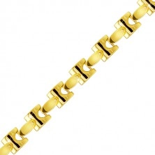 Stalowa bransoletka w złotym odcieniu, lśniący łańcuszek z kwadratowych ogniw