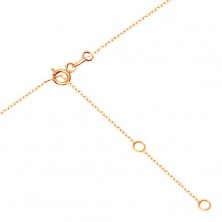 Naszyjnik z żółtego 14K złota - podwójny łańcuszek, obręcz i przezroczysta cyrkonia