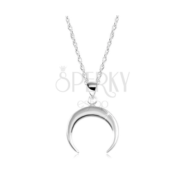 Naszyjnik ze srebra 925, spiralny łańcuszek, lśniący sierp księżyca